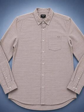 Hurley Men's Taupe Long Sleeve Button Shirt Slub Cotton Pocket Casual